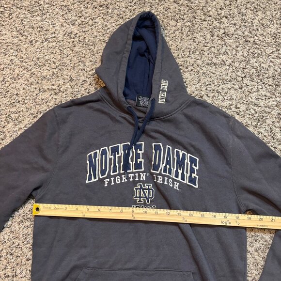Notre Dame Fighting Irish Hoodie M Colosseum Charcoal Gray Fleece Pullover Kanga - Picture 5 of 7